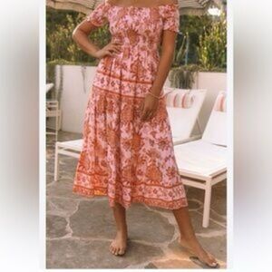Vici dolls pink and orange dress Large‎